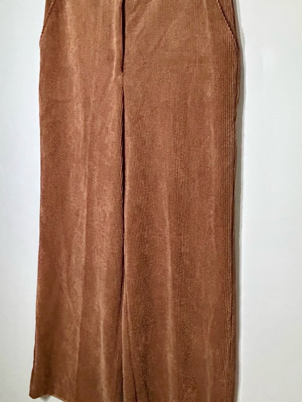 T Tahari Camel-Brown Wide-Leg Corduroy Pants Size 10 - Picture 3 of 15
